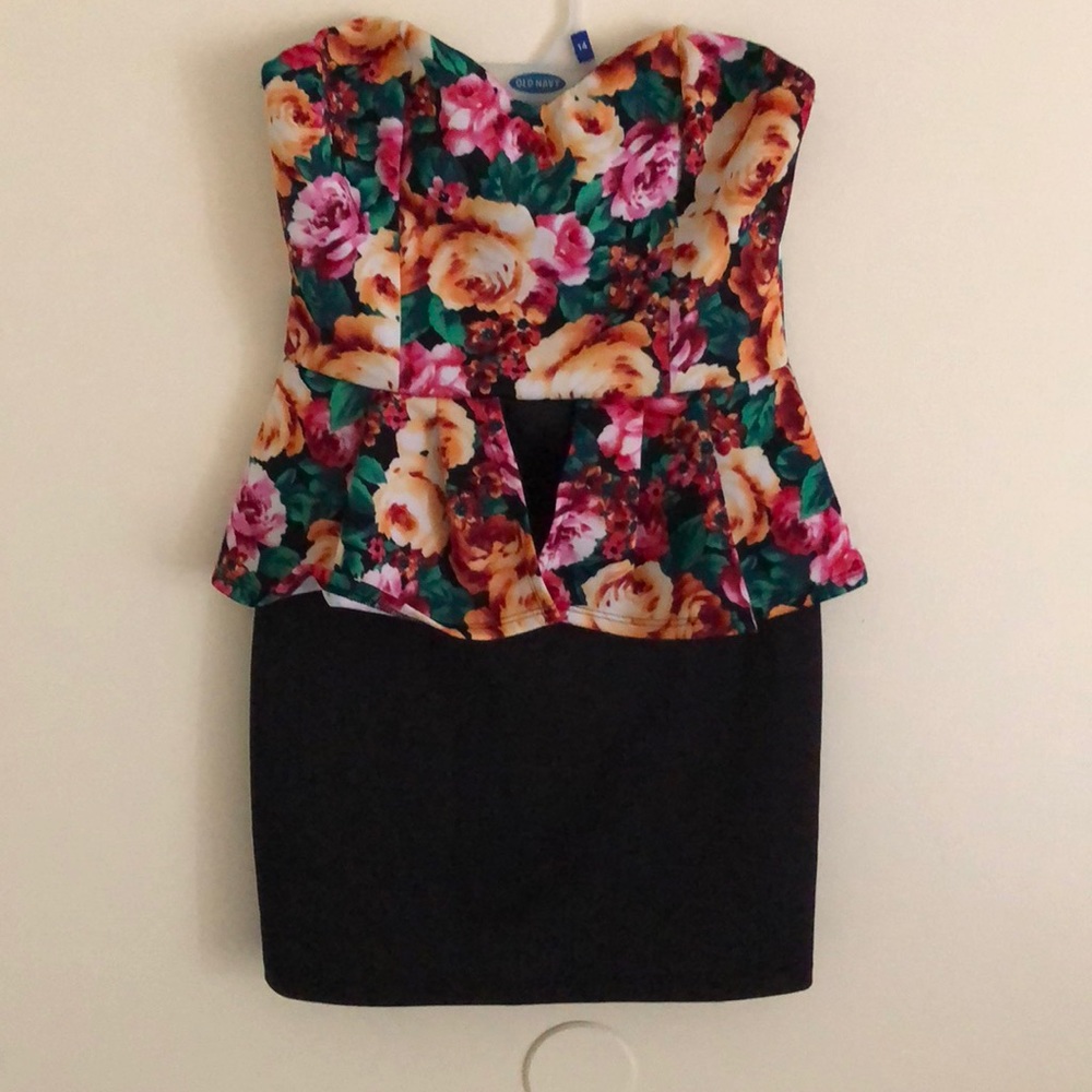Sweetheart Neckline Floral Peplum Mini Dress